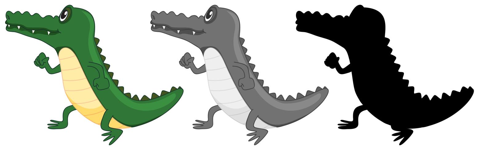 Set of crocodile walking vector