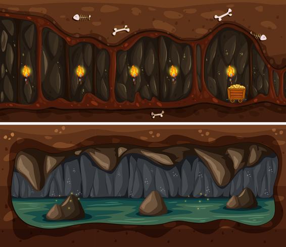 Plantilla de cueva y mina subterránea vector