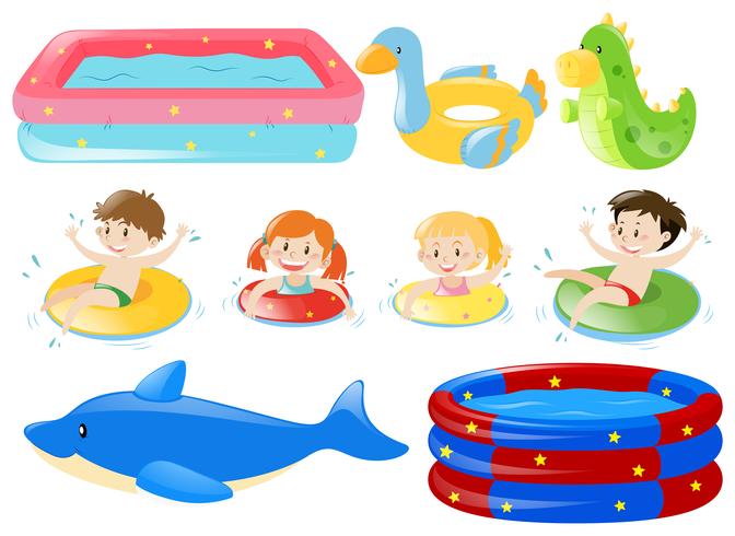 Children swimming and other equipments vector