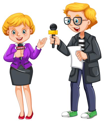 News reporter character on white background vector