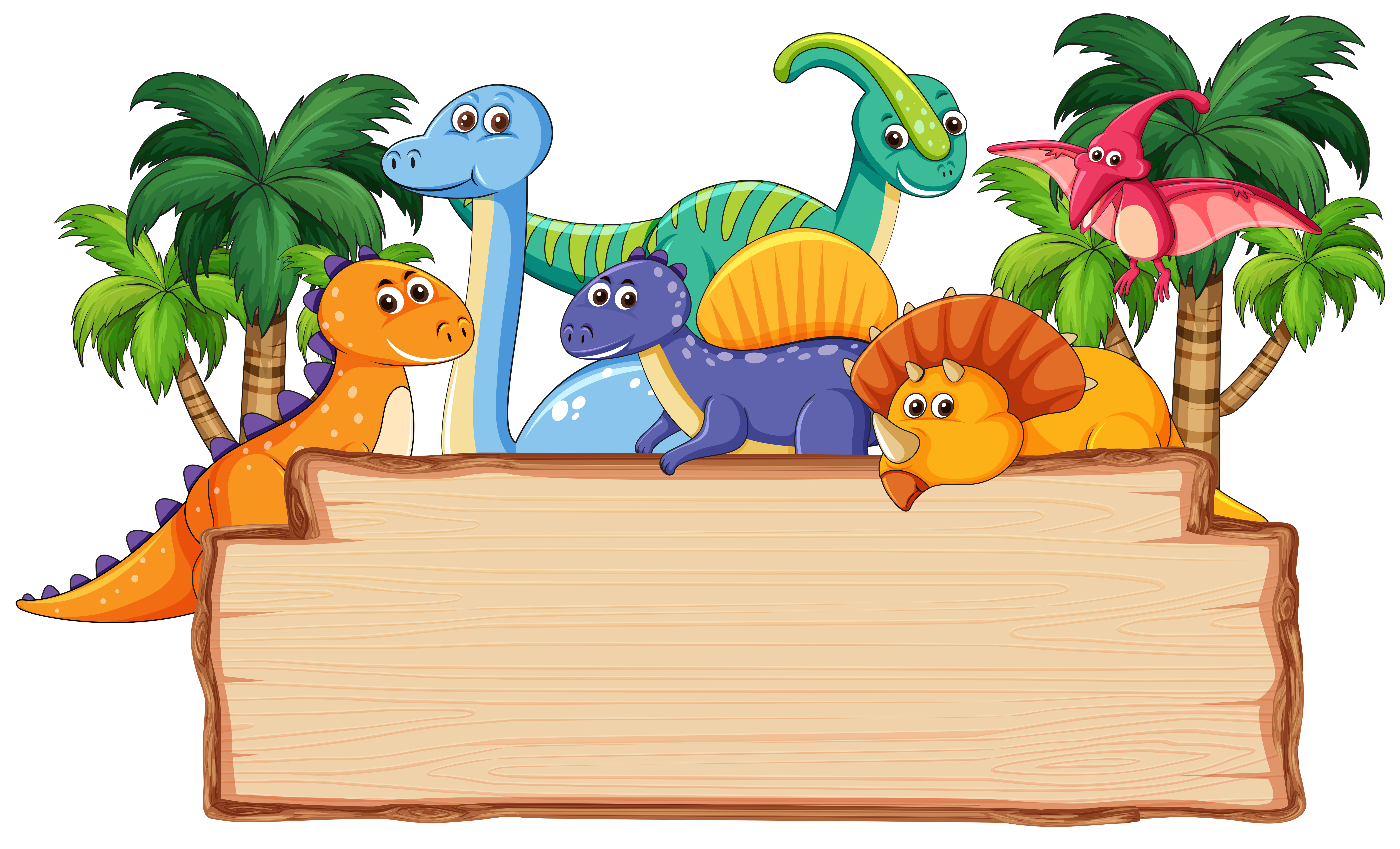 Download Many dinosaur on wooden board - Download Free Vectors ...