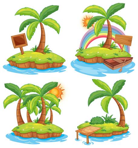 A Set of Island on White Background vector