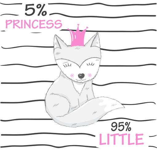 Linda lcute pequeña princesa zorro vector