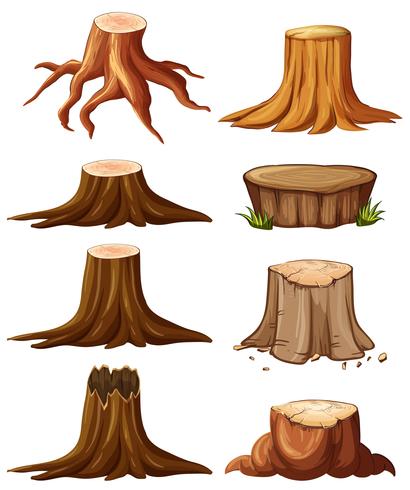 Different types of stumps vector