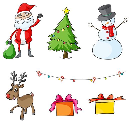 Different christmas symbols vector