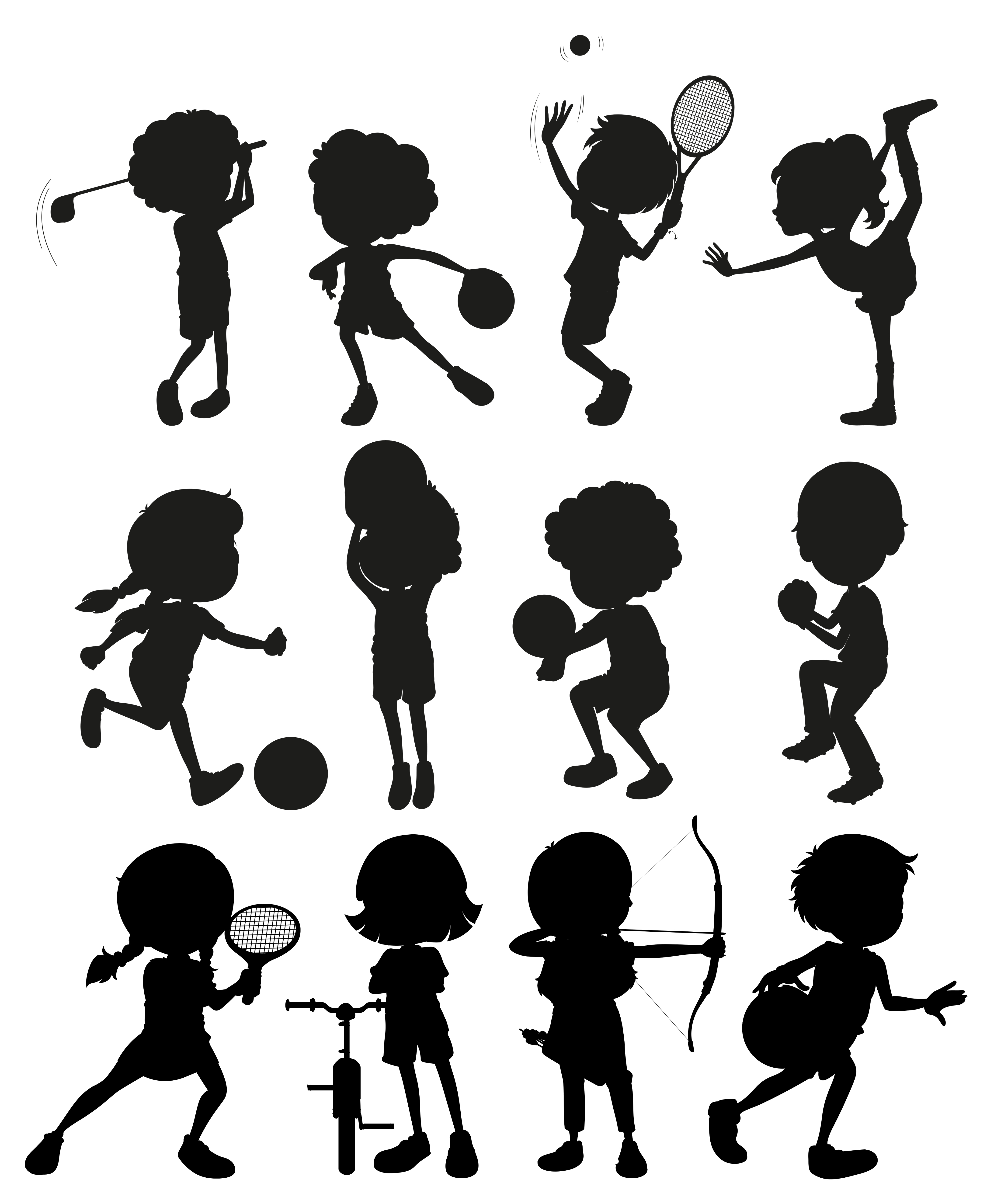 Download Silhouette kids playing different sports - Download Free ...