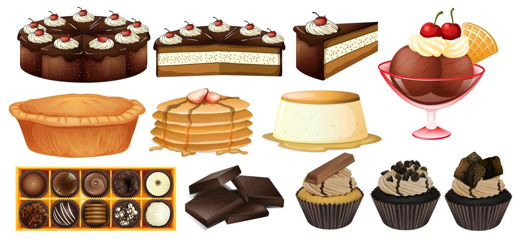 Diferentes tipos de postres. vector