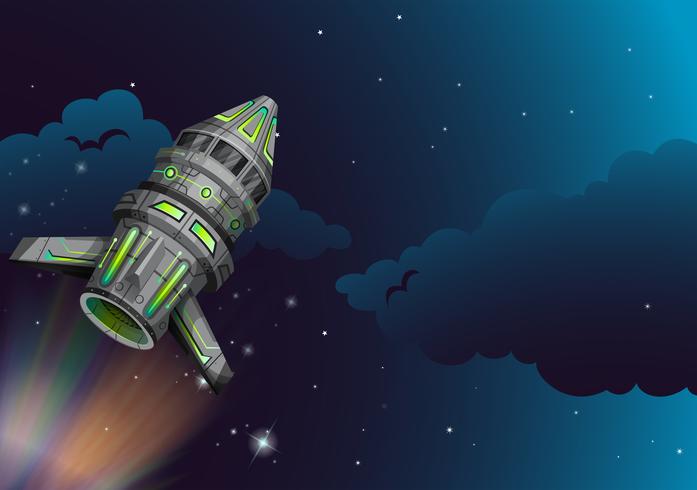 Rocket flying in the dark space vector