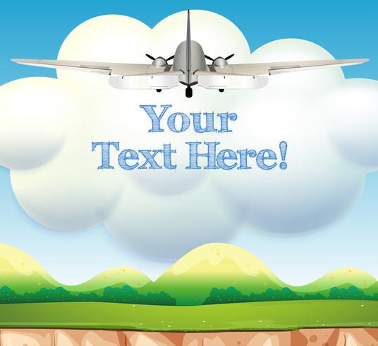 Airplane Flying Over Beautiful Landscape Template vector