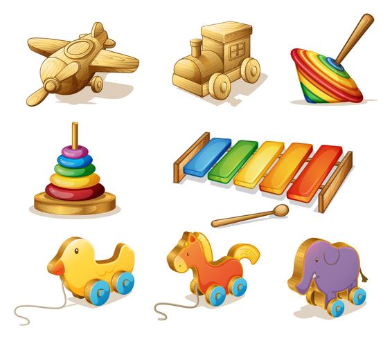 Wooden toys vector