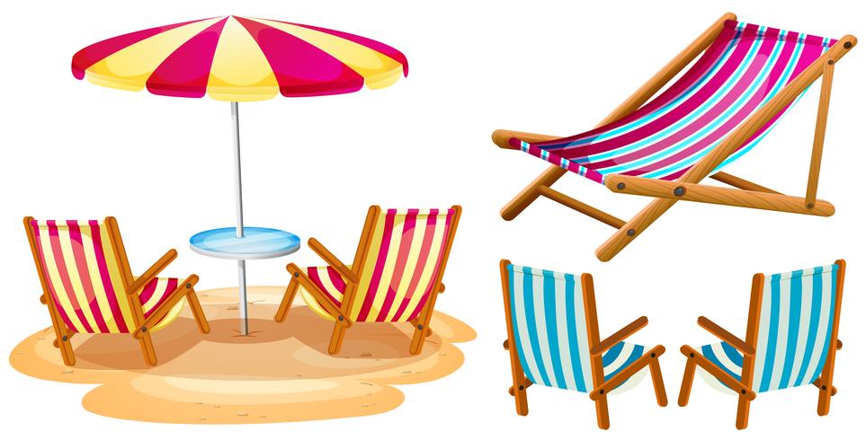 Beach chairs and umbrella vector