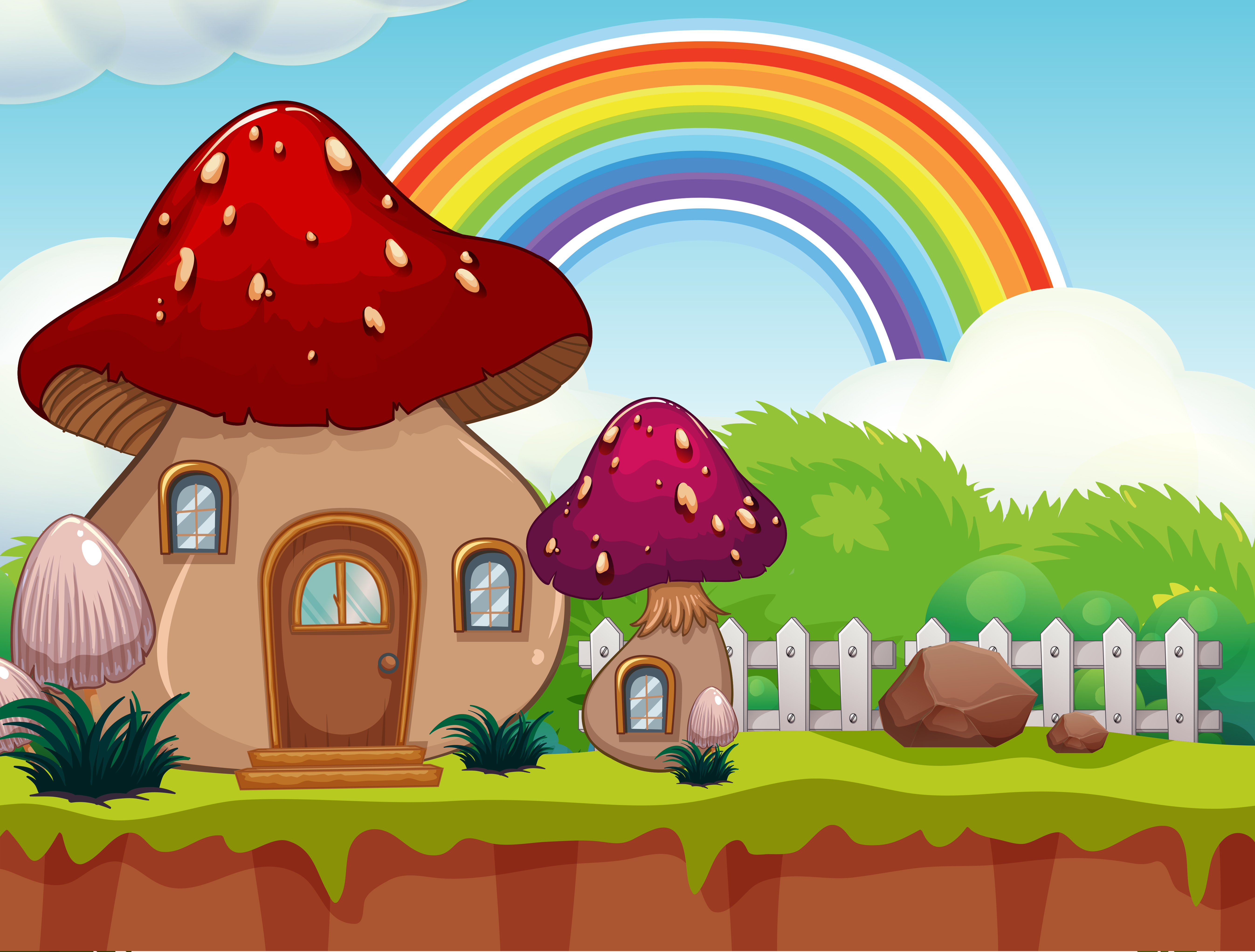 A Cute Cartoon Mushroom House 413335 Vector Art at Vecteezy