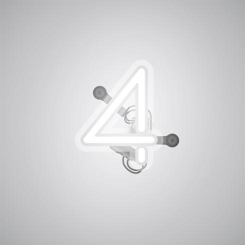 Gray realistic neon character with wires and console from a fontset, vector illustration