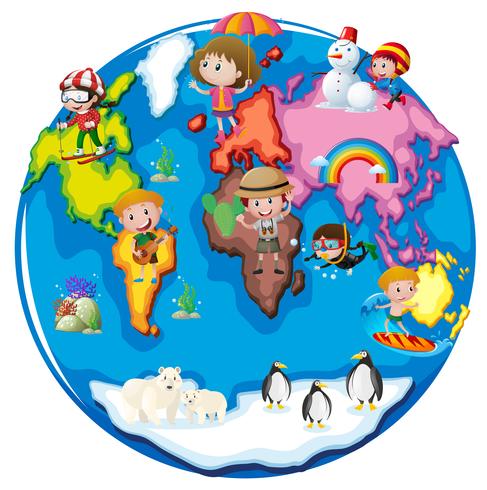 Children in different parts of the world vector