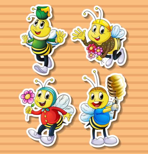 Cute bee in costumes vector