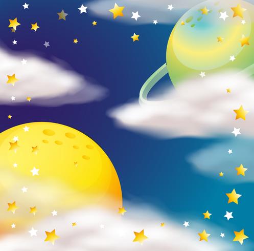 Space scene with planets and stars vector