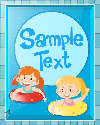 Two kids swimming in the pool vector