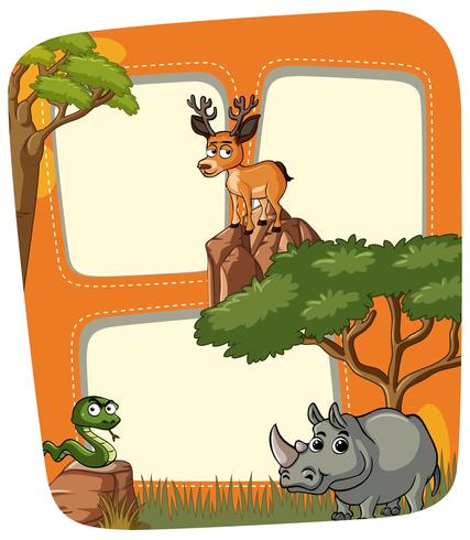 Frame template with wild animals vector