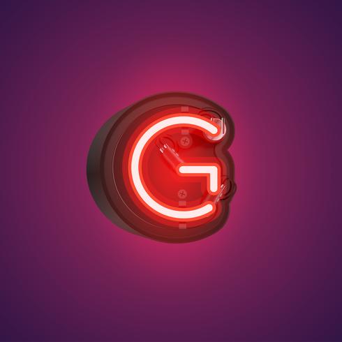 Realistic neon character from a set with console, vector illustration