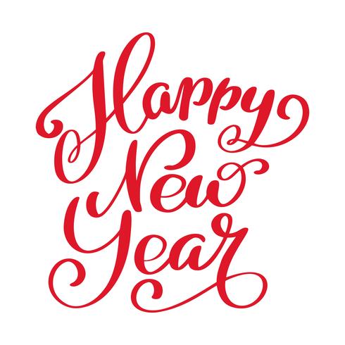 Feliz año nuevo texto de letras a mano. Caligrafía a mano vector