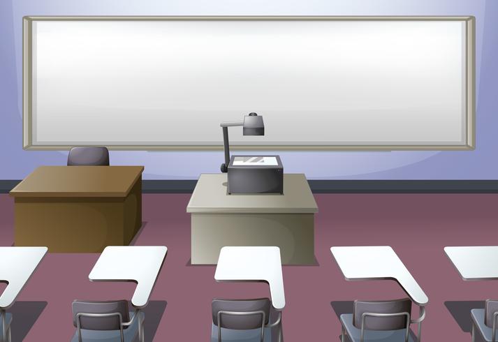 Classroom with projector and desks vector