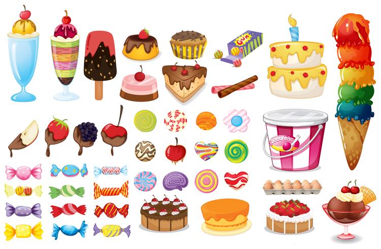 Dessert collection vector