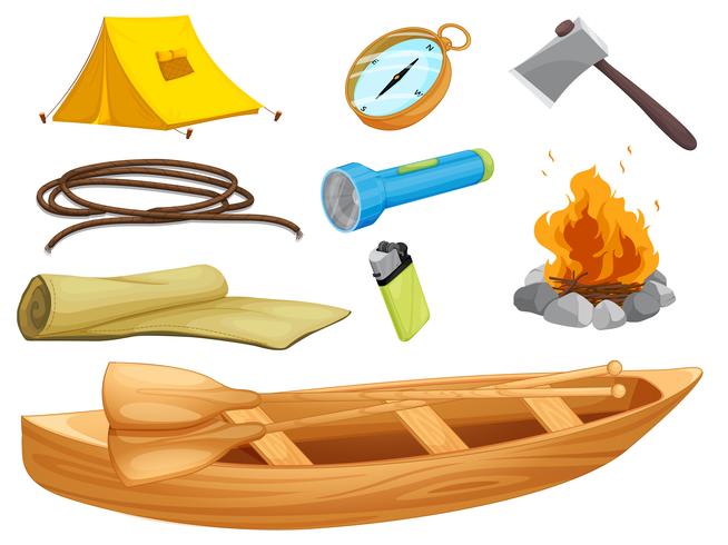 various objects of a camp vector