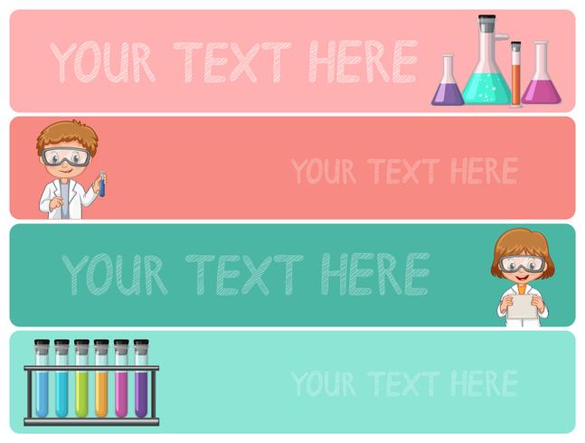 Plantillas de banner con niños en laboratorio de ciencias vector