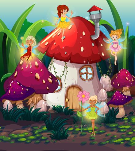 Cute fairy at thr magic land vector