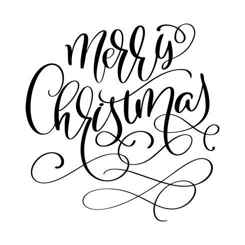 Calligraphic inscription Merry Christmas with flourish. Vector illustration