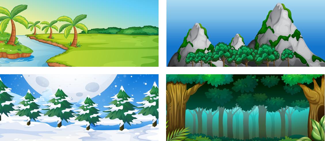 Set of nature landscape vector