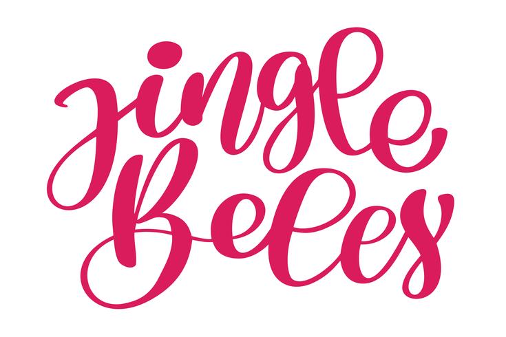 Jingle Bells calligraphic inscription Merry Christmas card with. Template for Greetings, Congratulations, Housewarming posters, Invitations, Photo overlays. Vector illustration