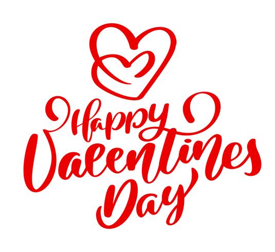 red Happy Valentines Day typography poster with handwritten calligraphy text, isolated on white background. Vector Illustration