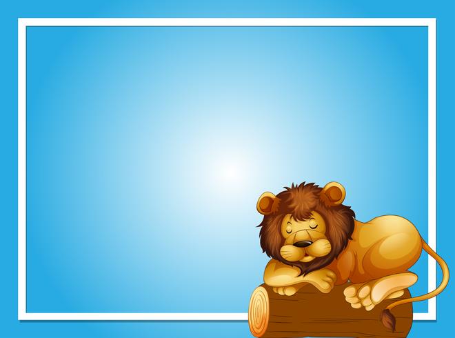 Frame template with sleeping lion vector