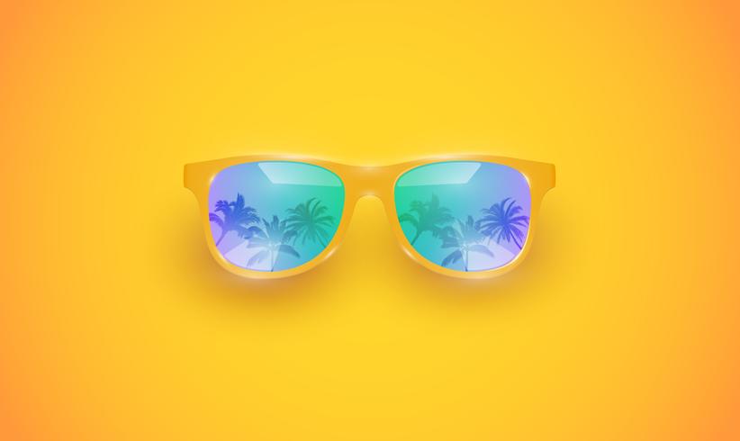 Gafas de sol vector realista en un fondo colorido, ilustración vectorial