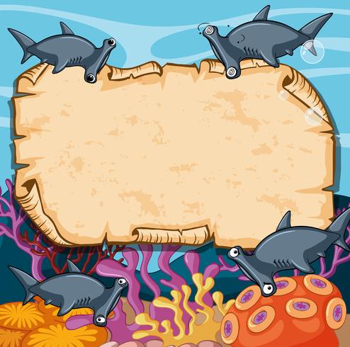 Plantilla de banner con tiburones martillo vector