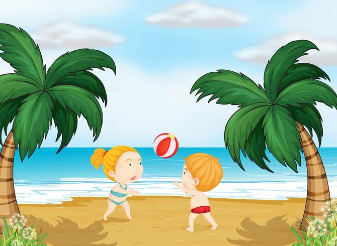 Kids playing ball vector