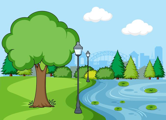 Una simple escena de parque vector