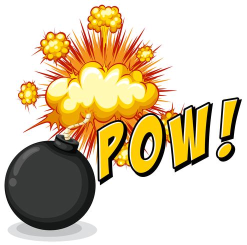 Word pow with bomb explosive vector