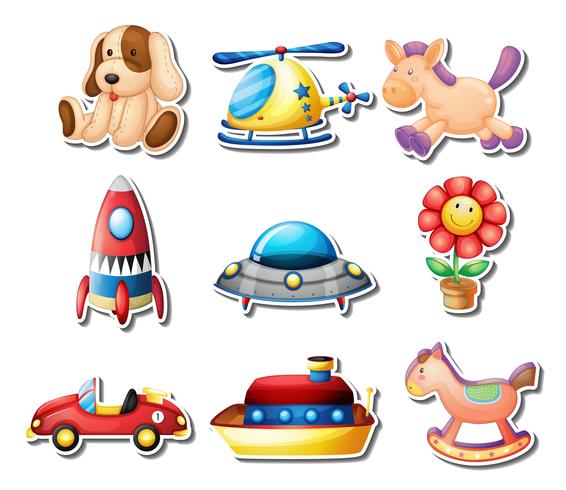 Many toys on white background vector
