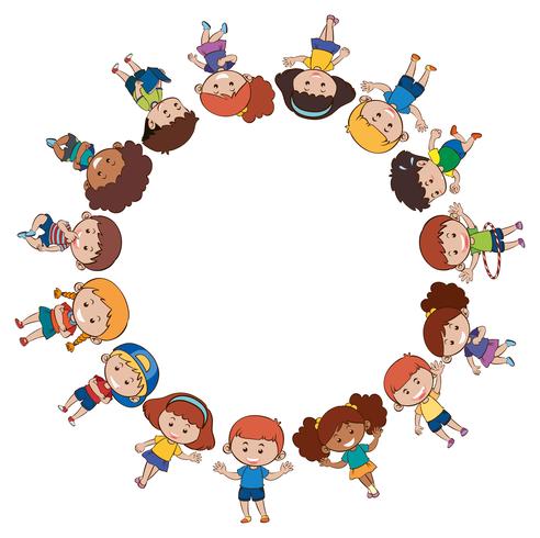 Children around the border vector