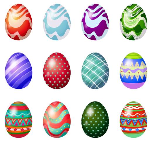 A dozen of painted easter eggs vector