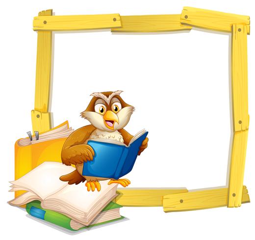 An Owl Reading Book Template vector