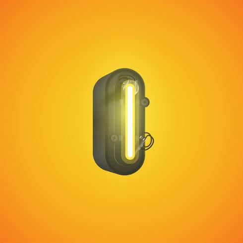 Realistic neon character from a set with console, vector illustration