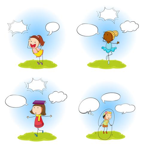 Set of kid wtih speech balloon vector