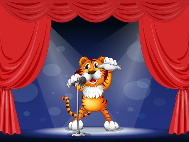 Un tigre en el centro del escenario. vector