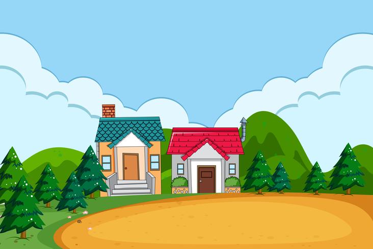 A rural village scene vector