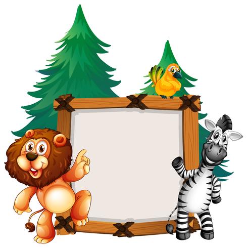 Frame template with lion and zebra vector