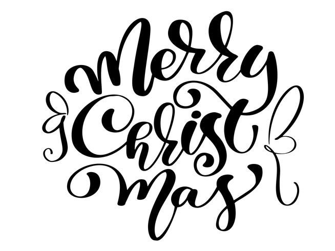 Letras de caligrafía de texto feliz Navidad escrito a mano. ilustración vectorial hecha a mano. Divertida tipografía con tinta de pincel para superposiciones de fotos, estampado de camisetas, diseño de póster vector