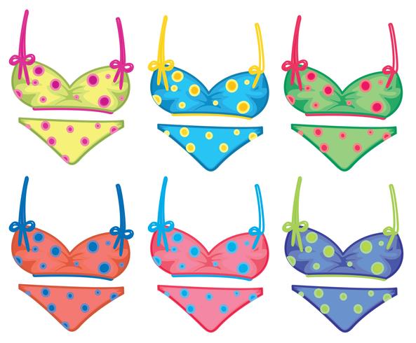 Colorful dotted bikinis vector